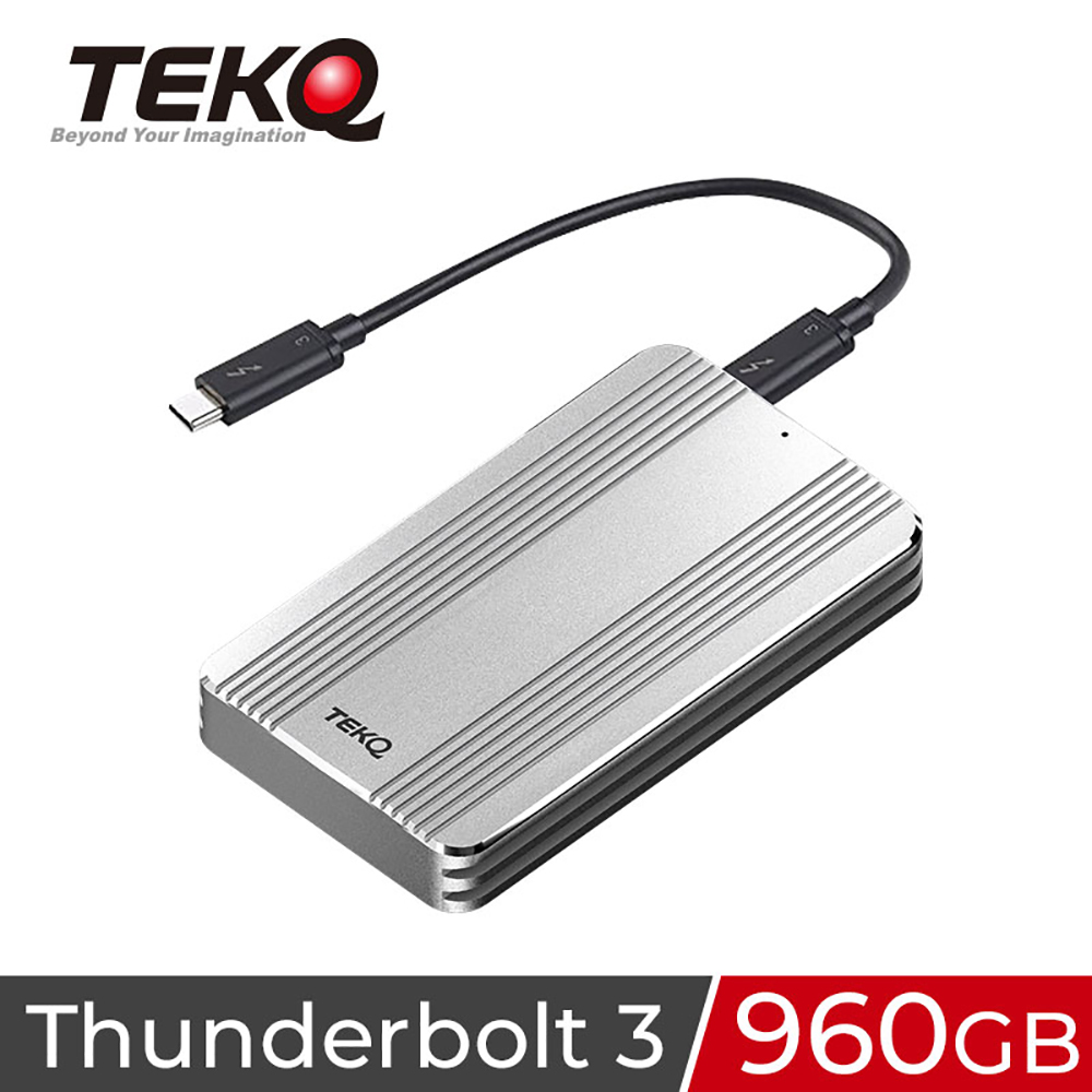 TEKQ Rapide Thunderbolt3 960G外接式TLC SSD行動硬碟-銀