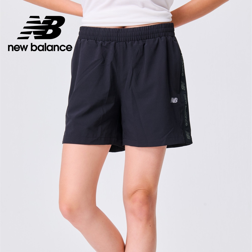 [New Balance]MIT腰鬆緊抽繩平織短褲_女性_黑色_6872320289