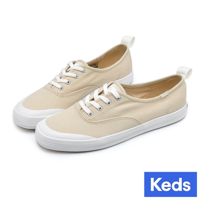 Keds CHAMIPON 復古率性帆布綁帶休閒鞋-燕麥色 9233W112225