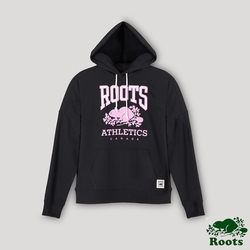 Roots女裝- RBA 原創翻玩系列 撞色LOGO連帽上衣-黑色