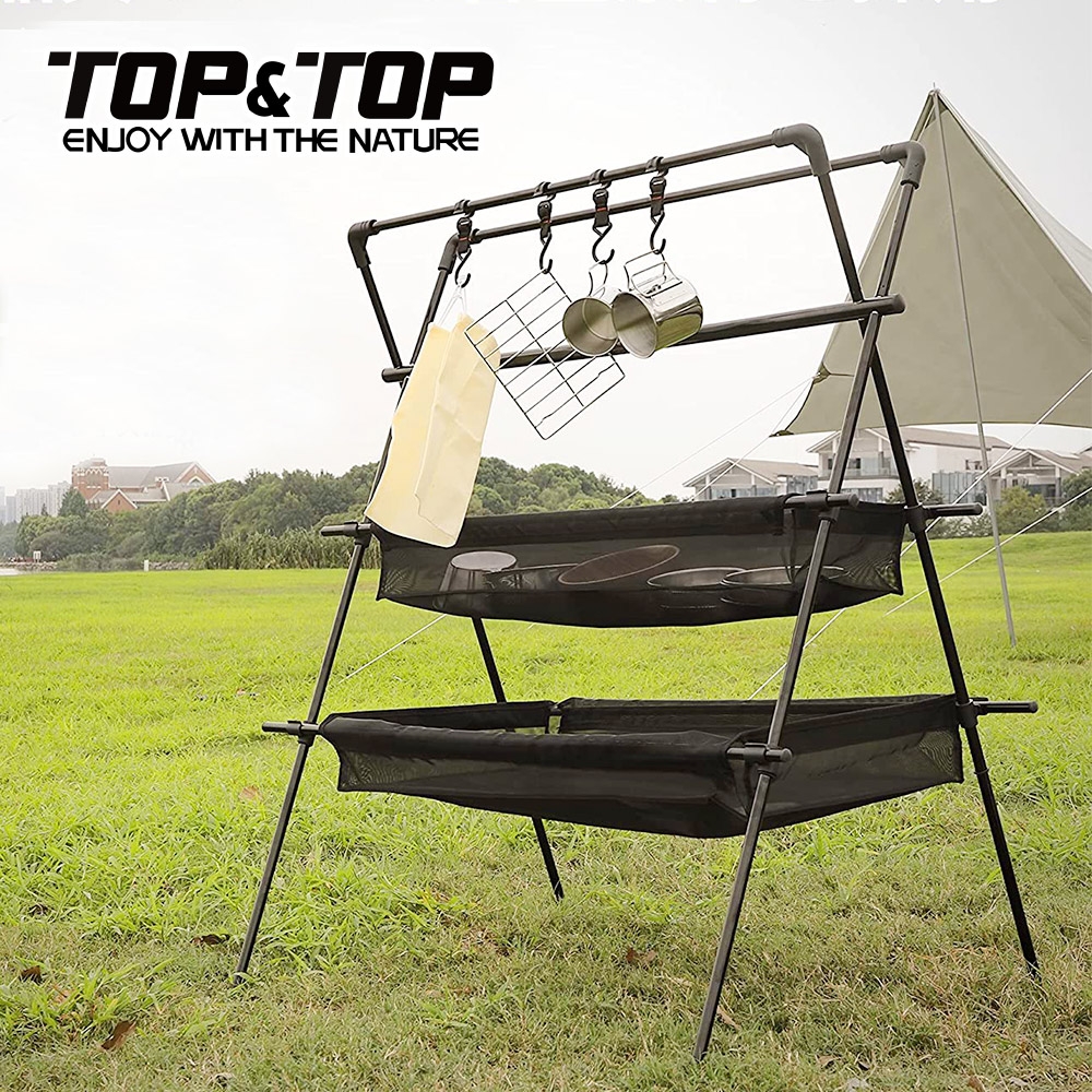韓國TOP&TOP 鋁合金三角置物架贈掛勾 置物架 掛架 瀝水架 曬碗 露營 (雙層加大款)
