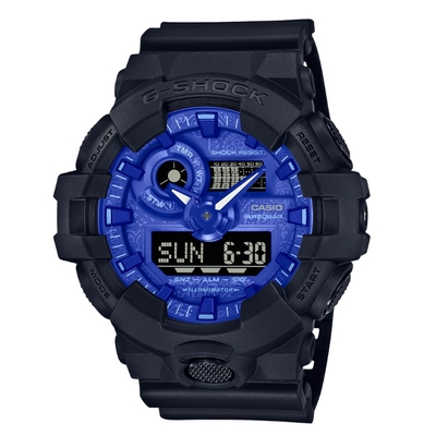 CASIO 卡西歐 G-SHOCK 農家橡樹 變形蟲花紋雙顯腕錶 母親節 禮物 53.4mm / GA-700BP-1A