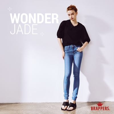 BRAPPERS 女款 玉石丹寧系列-wonder jade中腰彈性窄管褲-淺藍