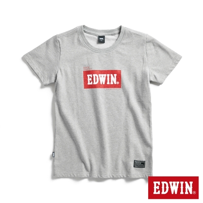 EDWIN EDGE系列 跑車BOX LOGO立體印花短袖T恤-女-麻灰色