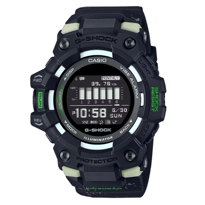 CASIO 卡西歐 G-SHOCK G-SQUAD系列 藍牙運動電子錶_迷彩X黑X綠_GBD-100LM-1_49.3mm