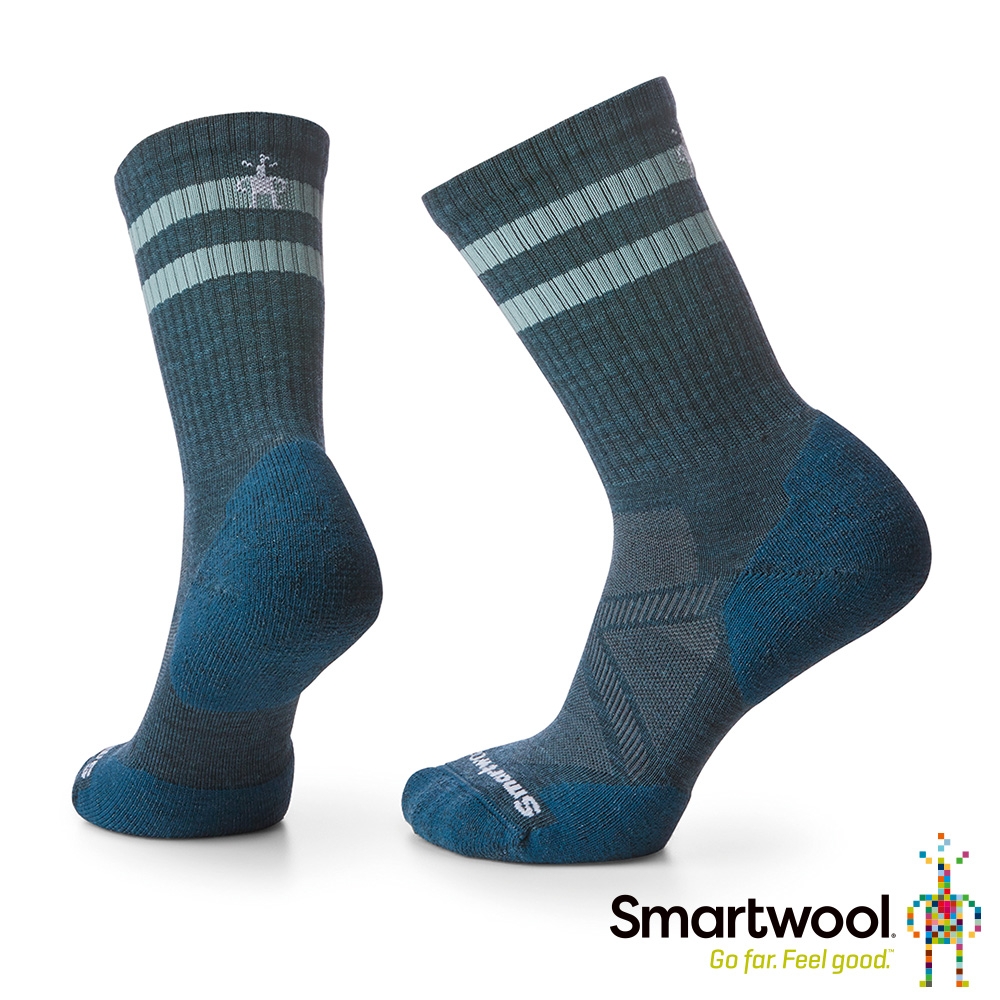官方直營 Smartwool 局部輕量減震條紋運動中長襪 暮光藍 美麗諾羊毛襪 日著襪 保暖襪 除臭襪