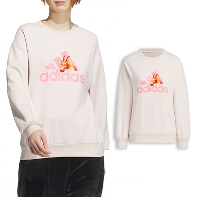 adidas 長袖上衣 CNY Sweatshirts 女款 粉 紅 龍年 農曆年 落肩 大學T 愛迪達 JE6095