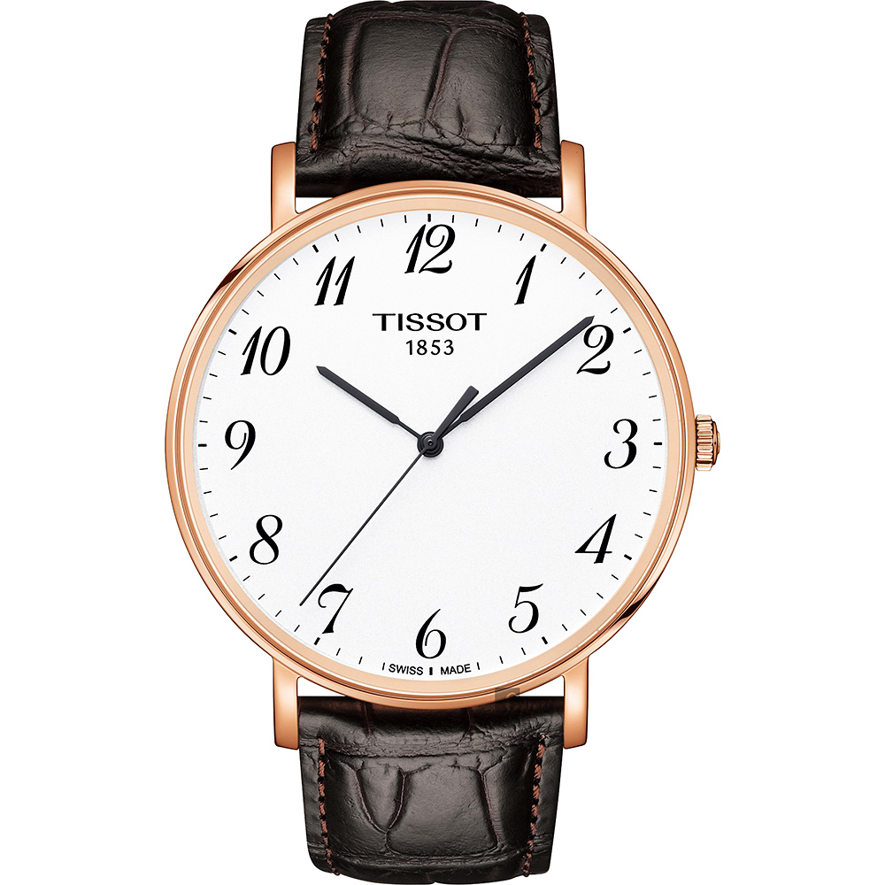 TISSOT 天梭 官方授權 Everytime 經典雋永石英手錶-銀x玫塊金框/42mm T1096103603200