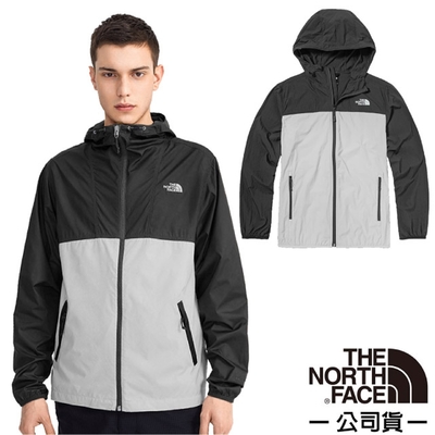 The North Face 男 可調式輕薄防曬透氣排汗連帽外套(亞洲版型)_黑/灰白 N