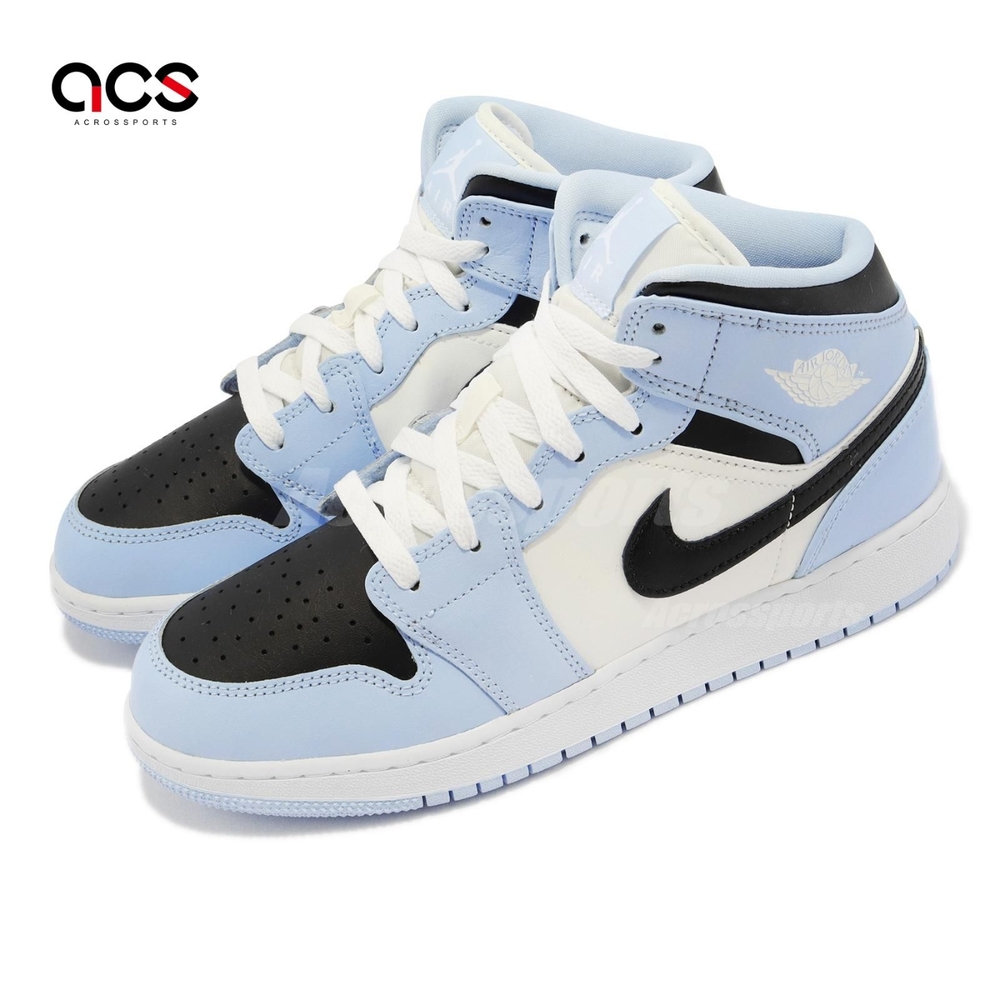 Nike Air Jordan 1 Mid GS 女鞋大童寶寶藍黑勾高筒AJ1 1代經典休閒鞋