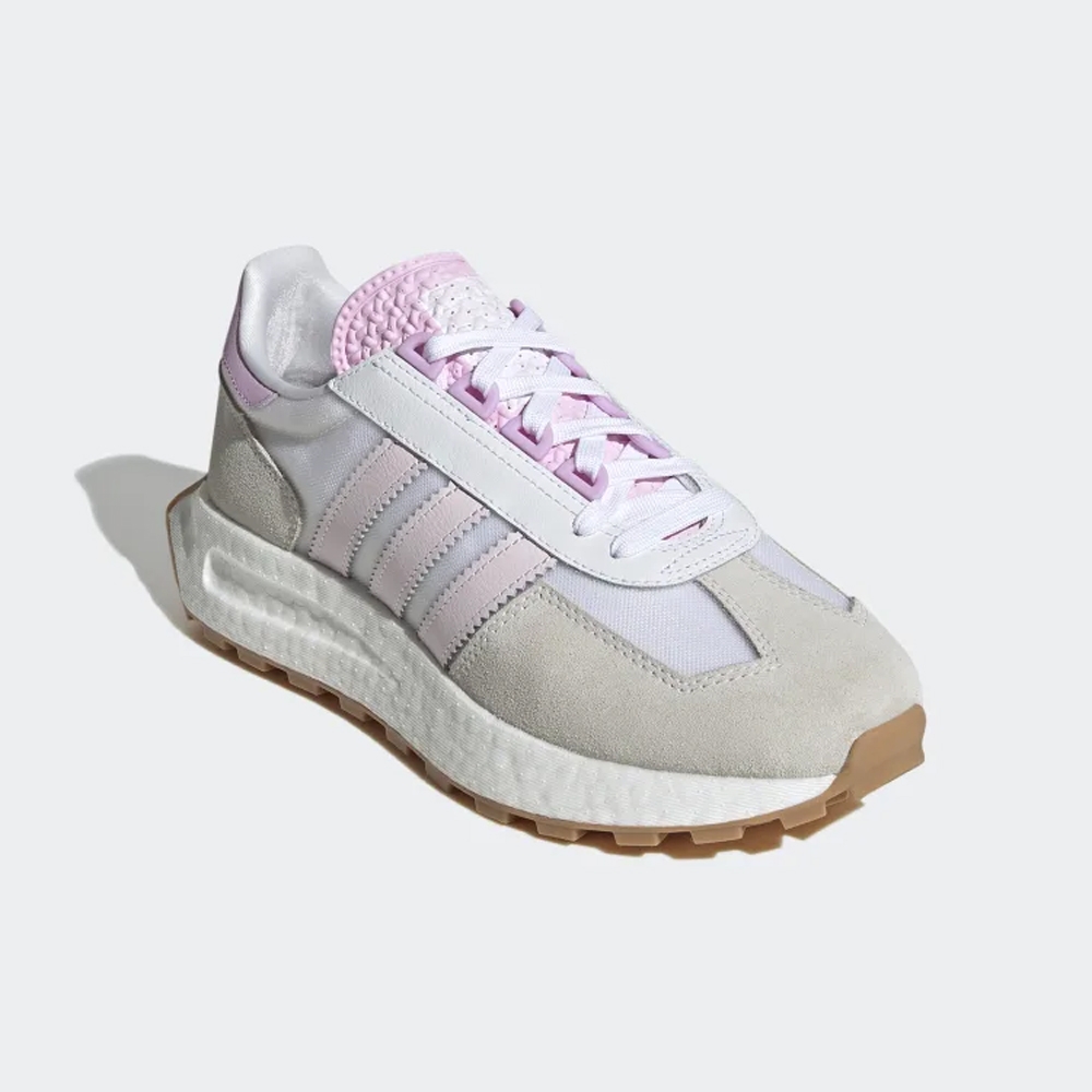 adidas 慢跑鞋 女鞋 運動鞋 緩震 麂皮 三葉草 RETROPY E5 W 灰粉 GW9418