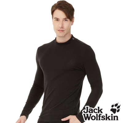 【Jack wolfskin 飛狼】男 高領保暖天絲棉發熱衣 吸濕發熱『黑』