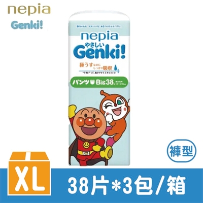 【nepia 王子】麵包超人褲型紙尿褲XL(38P*3包/箱)-日本境內版