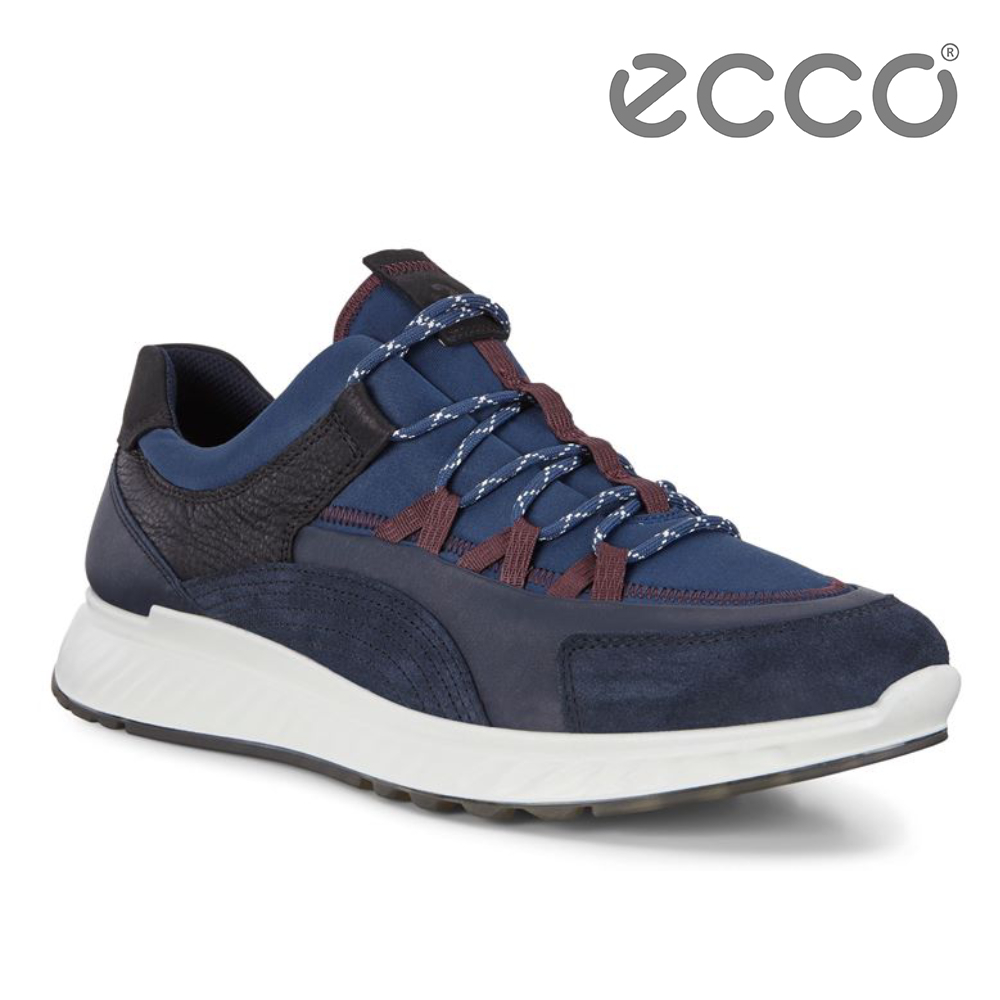 ECCO ST.1 M 舒適動能拼色戶外運動鞋 男-深藍