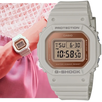 CASIO卡西歐 G-SHOCK 時尚經典方形金屬表面電子錶-GMD-S5600-8 杏灰色