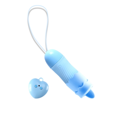 精靈遊戲 7段變頻 USB無線遙控跳蛋 舌舔頭套款 藍 情趣用品/成人用品