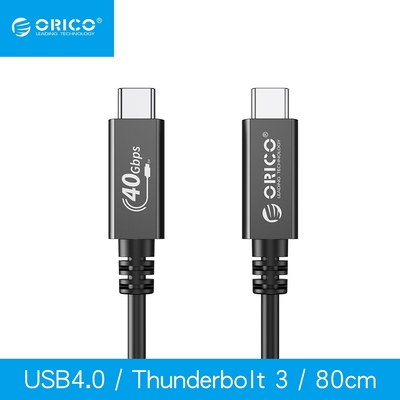 【ORICO】USB 4.0 Type-C to Type-C 超高速傳輸充電線80cm(U4A08-BK-BP)