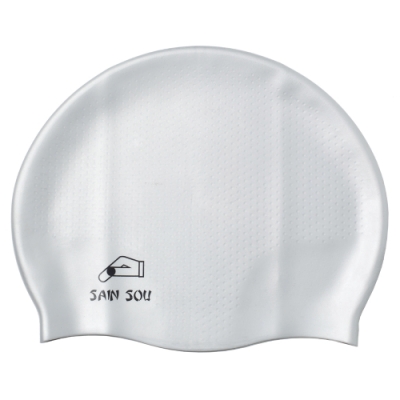 聖手牌 泳帽 防滑透氣灰色矽膠泳帽