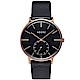 ADEXE 英國時尚手錶 Freerunner單眼系列 黑錶盤x玫瑰金錶框皮革錶帶41mm product thumbnail 1