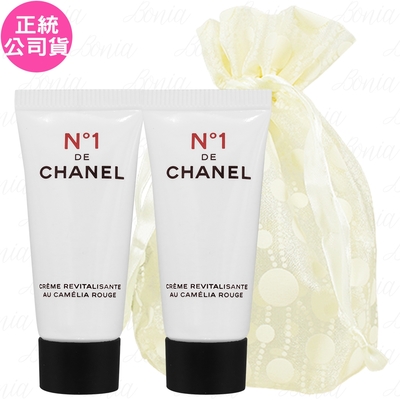 CHANEL 香奈兒 1號紅色山茶花活能乳霜(5ml)*2旅行袋組(公司貨)