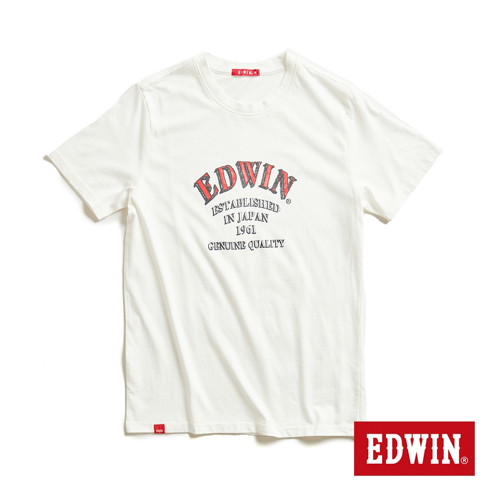 EDWIN 網路獨家 手繪復刻字體短袖T恤-中性-米白色