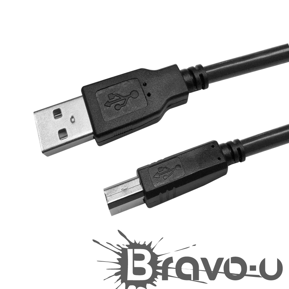 Bravo-u 2入組 USB 2.0 傳真機印表機連接線-A公對B公(黑色2.7M)