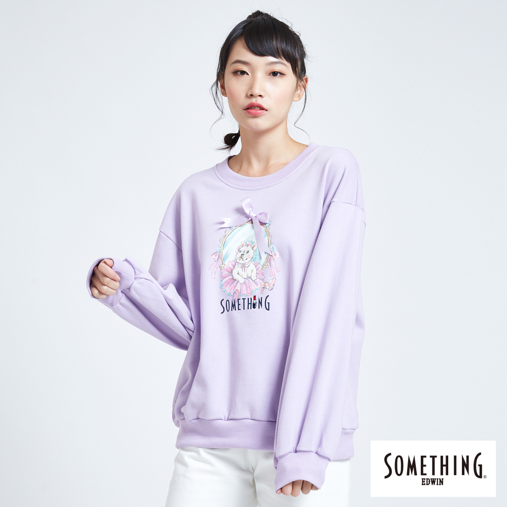 SOMETHING BONBON法鬥哥 芭蕾綁結 厚長袖T恤-女-粉紫