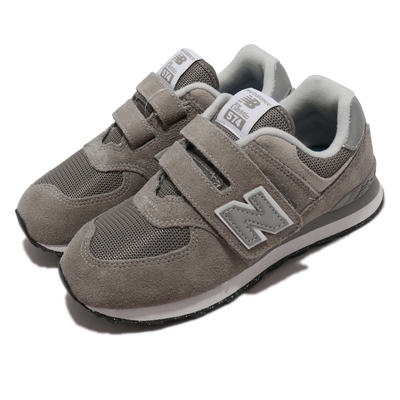 New Balance 童鞋 574 休閒鞋 中大童 深灰 寬楦頭 麂皮 魔鬼氈 NB PV574EVGW