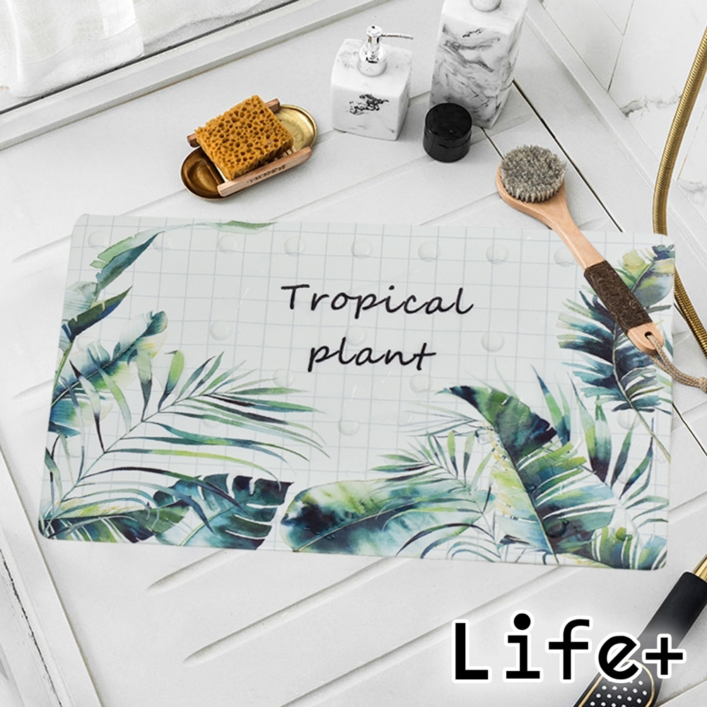 Life+ 悠然時光浴室吸盤防滑地墊 止滑墊 腳踏墊 熱帶植物