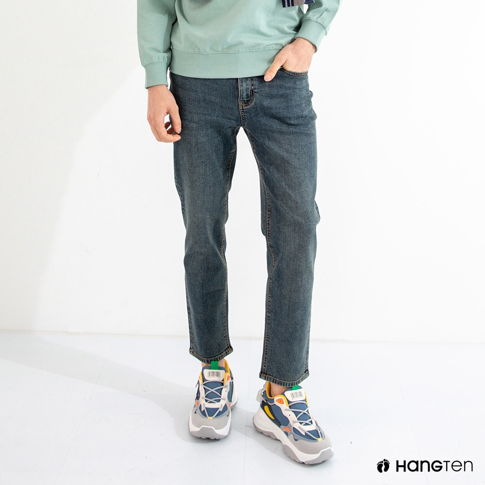 Hang Ten-男裝-TAPERED FIT錐形五袋款丹寧長褲(深藍)