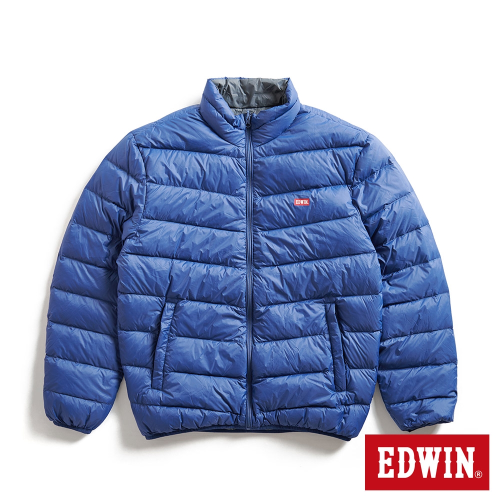 EDWIN 超輕量可收納雙面穿羽絨外套-男-灰藍色