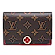 LV M64588經典Flore系列Monogram帆布印花牛皮飾邊花卉暗釦短夾(紫紅色) product thumbnail 1