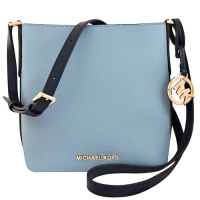 MICHAEL KORS Kimberly 荔枝紋牛皮磁釦斜背包(粉藍色)