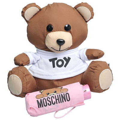 MOSCHINO 可愛TOY立體小熊玩偶附晴雨傘(粉紅傘)