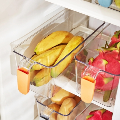 【帕斯特收納生活】2入/小號窄款-透明冰箱蔬果收納盒 廚房收納 生鮮分類盒 多功能儲物盒(收納盒)
