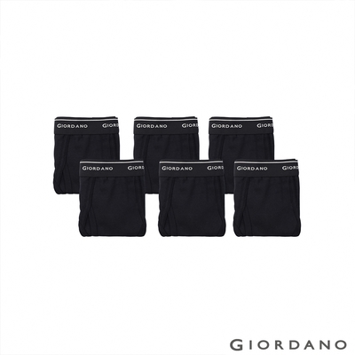 GIORDANO 男裝素色棉質三角內褲(六件裝)-09 黑色