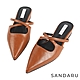 山打努SANDARU-穆勒鞋 素面尖頭交叉設計低跟拖鞋-棕 product thumbnail 1