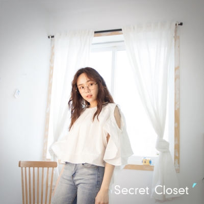 Secret Closet-垂墜不規則無袖上衣-白色