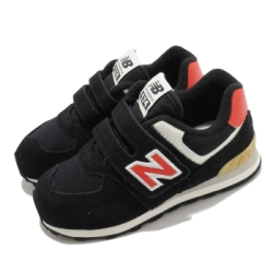 New Balance 休閒鞋 574 Wide 寬楦 運動 童鞋 紐巴倫 基本款 簡約 魔鬼氈 小童 黑 紅 IV574ML2W