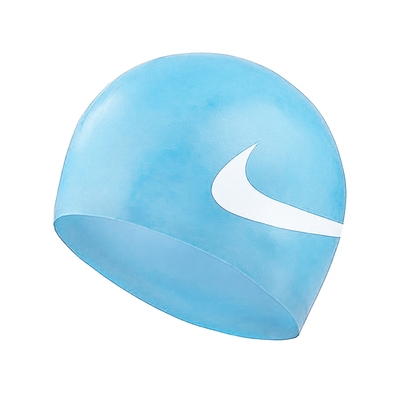 Nike 泳帽 Big Swoosh 藍 白 矽膠泳帽 大勾勾 耐用 游泳 NESS8163-486