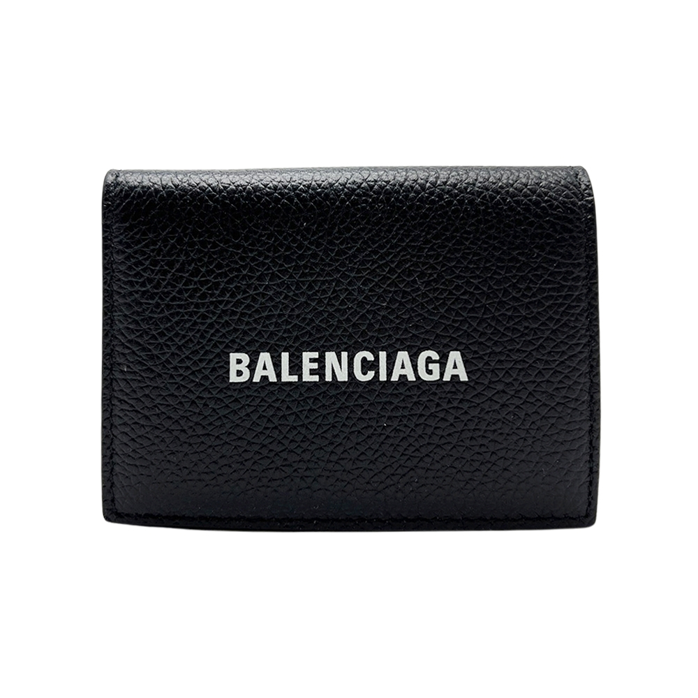 Balenciaga 品牌logo印字迷你暗釦三折短夾(594312-黑)