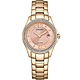 CITIZEN 星辰 LADY'S 光動能-粉金面金色鋼殼帶60顆水晶框-女錶(FE1253-80X)29.5mm product thumbnail 1