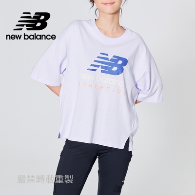 [New Balance]NB短袖上衣_女性_藍灰色_AWT21503LIA