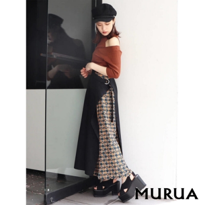 MURUA 異素材拼接撞色長裙(2色）