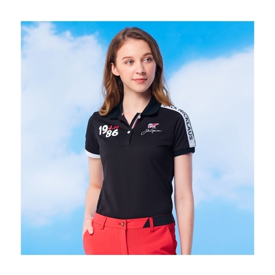 【Jack Nicklaus 金熊】GOLF女款美國熊LOGO吸濕排汗高爾夫球衫/POLO衫(黑色)