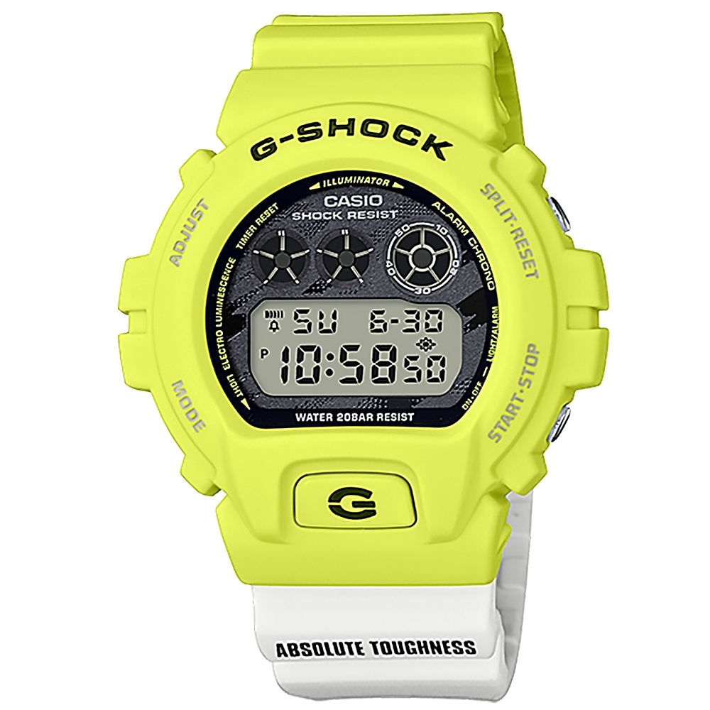 G-SHOCK CASIO 卡西歐 電子液晶 運動計時 防水 手錶 黃x白黑撞色 48mm