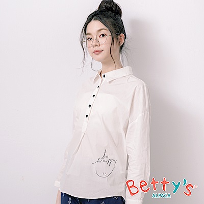 betty’s貝蒂思　簡約be happy半開襟襯衫(白色)