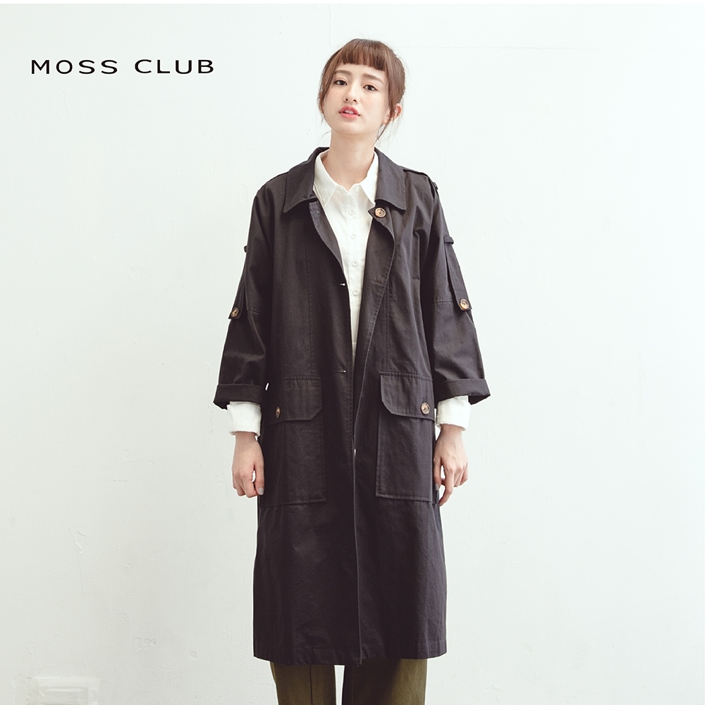 【MOSS CLUB】多口袋造型寬鬆大衣-外套(二色)