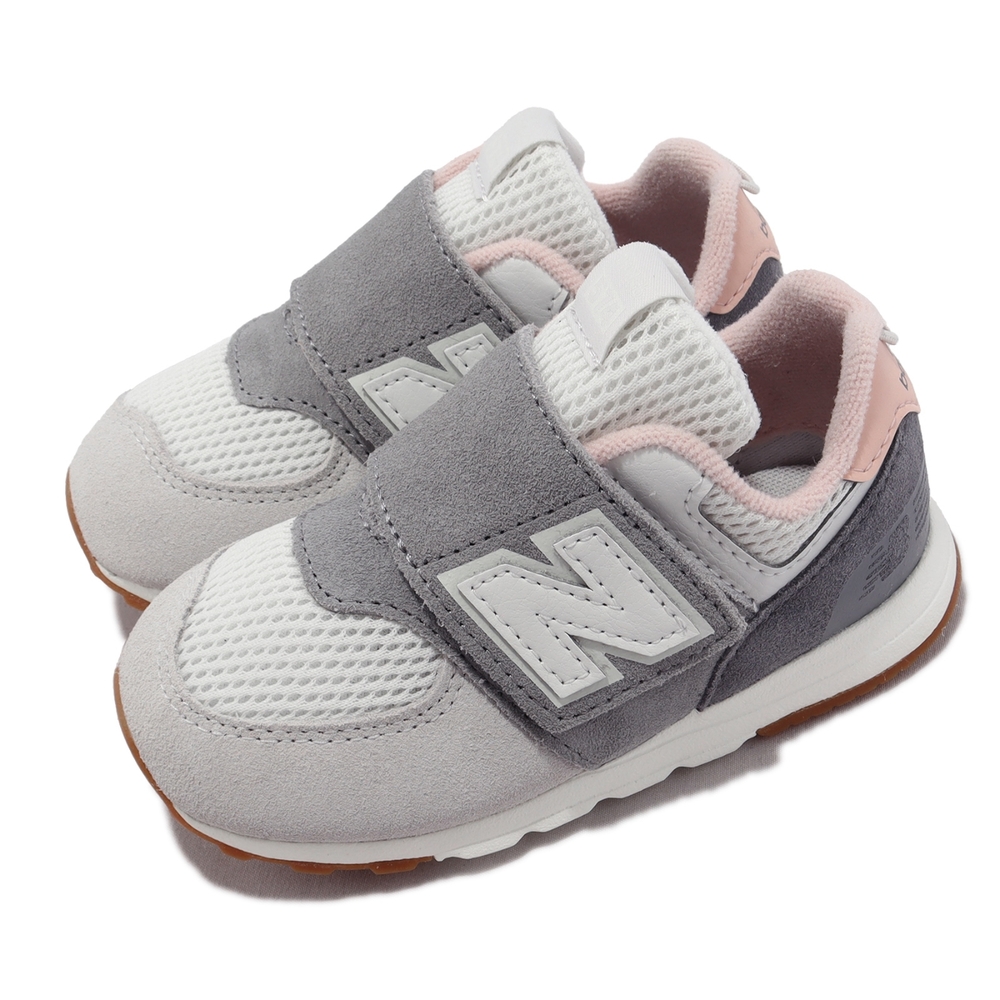 New Balance 童鞋 574 寬楦 小童 學步鞋 灰 粉紅 魔鬼氈 麂皮 NB 親子鞋 NW574DGP-W