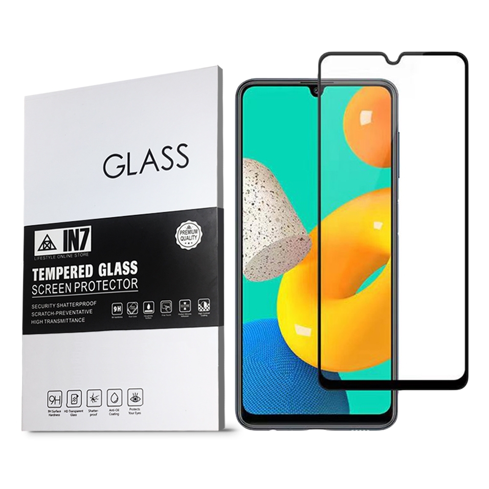 IN7 Samsung Galaxy M32 6.4吋 高清 高透光2.5D滿版9H鋼化玻璃貼-黑色